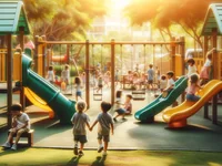 Дети на солнечной площадке