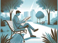 Чтение газеты в парке