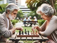Пожилая пара за шахматами