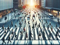 Толпа на пешеходном переходе