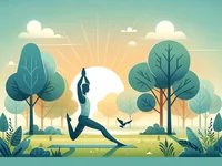 Йога на рассвете в лесу