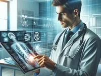 Врач анализирует голографический рентген