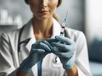 Врач держит шприц