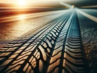 Следы шин на закате