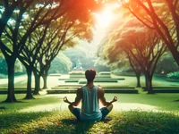 Медитация в лесу на закате