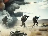 Штурм солдат в пустыне