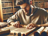 Ученый читает древний свиток