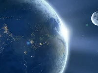 Земля с Луной ночью