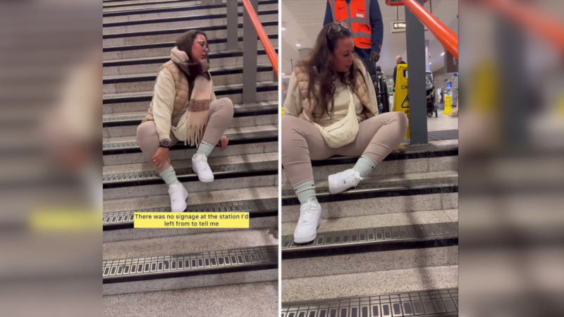 Инвалиду-колясочнику потребовалось ползти по лестнице на станции метро в Лондоне